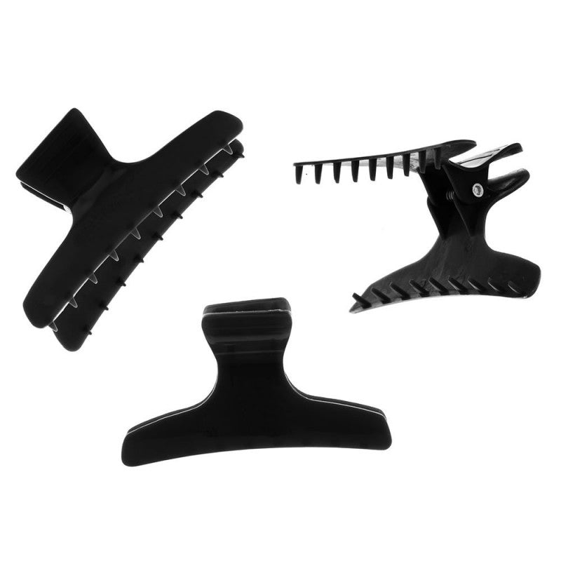 Hair Clamps Large Black 12 Pack