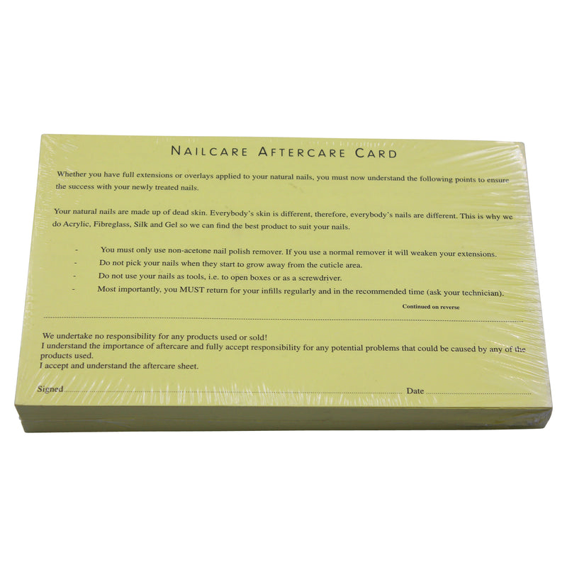 Nail Aftercare Record Cards