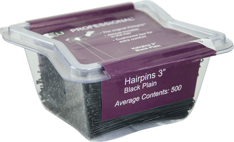 3 Inch Hairpins Black Plain - 500 Pack