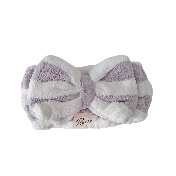 Rawr Bow Makeup Headband - Purple Stripe