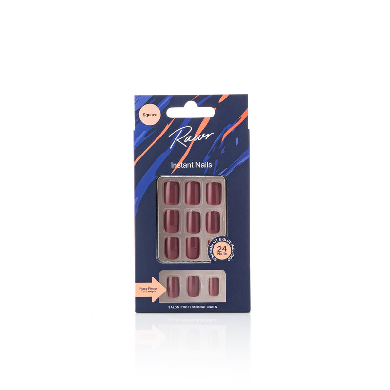 Rawr Stick On Nails Glossy Brown Square