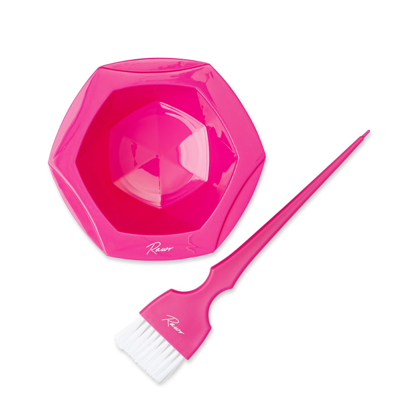 Rawr Colouring Bowl And Brush Set - Pink