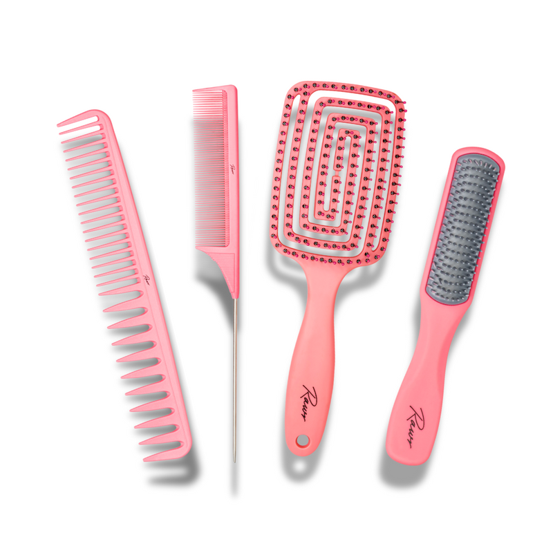 Detangling Hair Brush Set - Pink