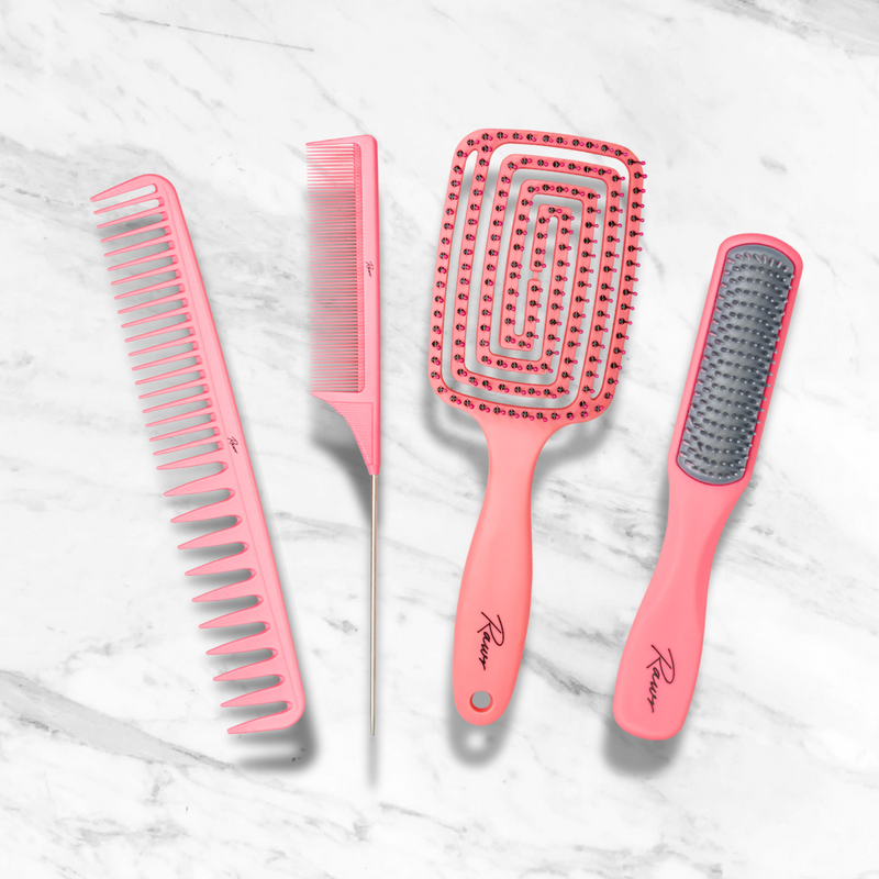 Detangling Hair Brush Set - Pink
