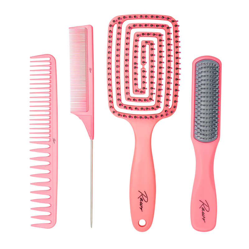 Detangling Hair Brush Set - Pink