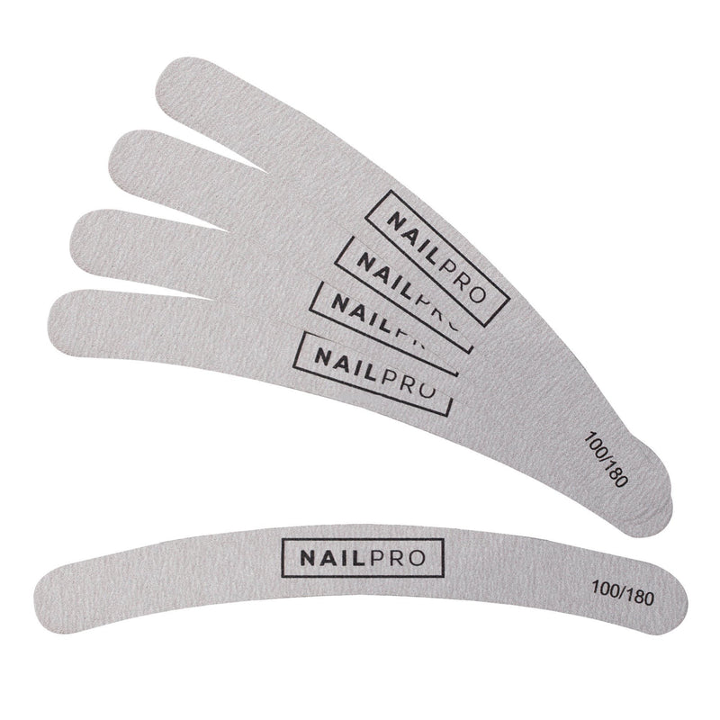 Nail Pro Banana Nail Files Zebra 100/180 Grit - 50Pcs
