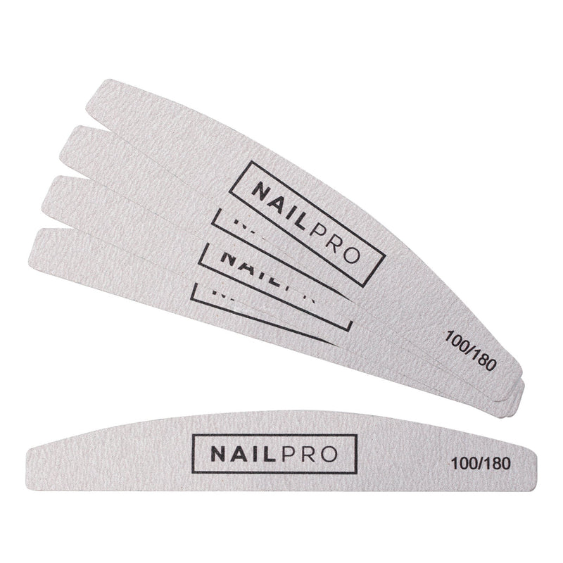 Nail Pro Moon Nail Files 100/180 Grit - 50Pcs