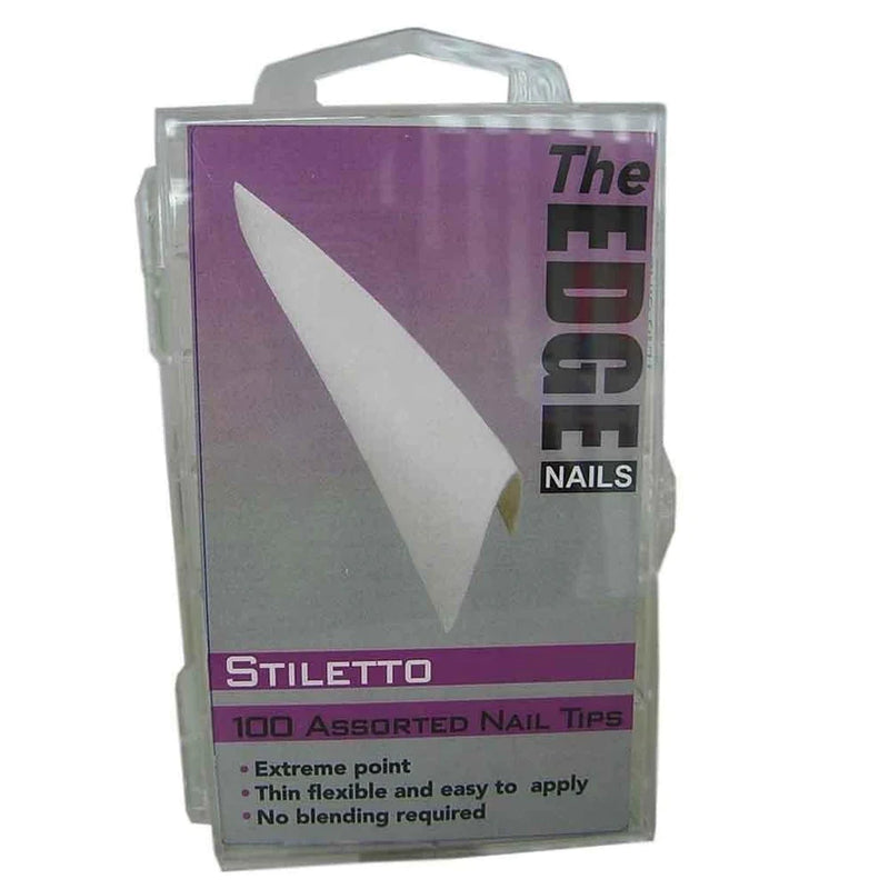 Stiletto French White Assorted Nail Tips 100 Pack