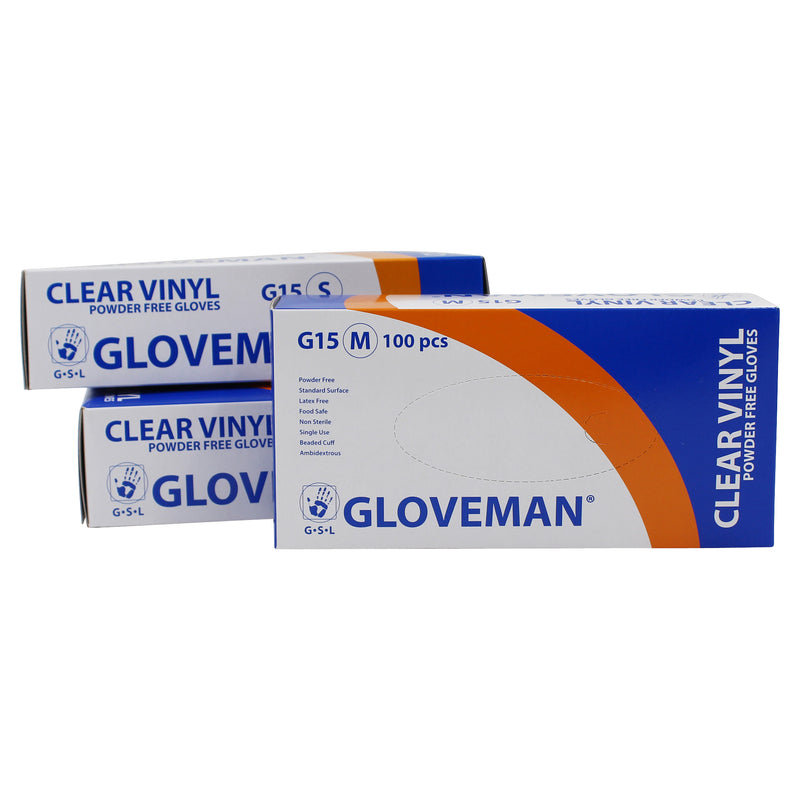 Gloveman Powder Free Vinyl Gloves 100 Pack