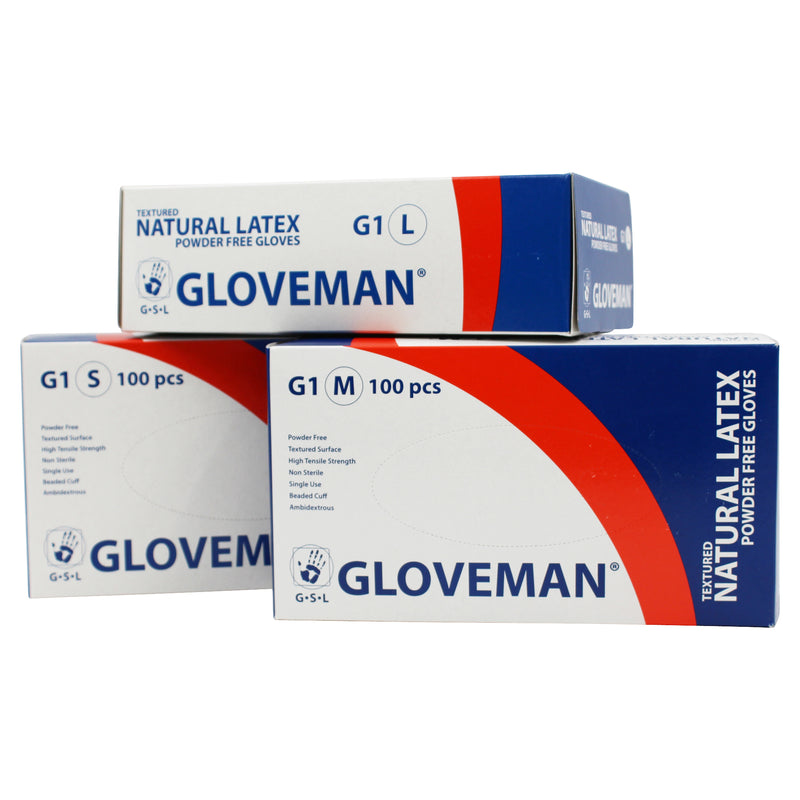 Gloveman Powder Free Latex Gloves 100 Pack