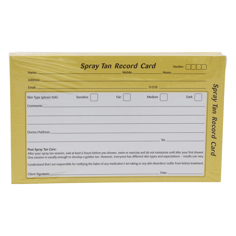 Spray Tan Record Cards