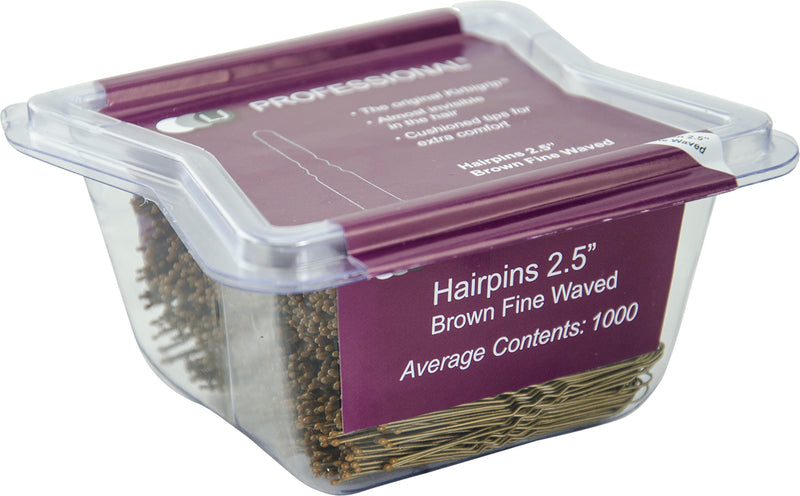 2.5 Inch Fine Waved Hairpins Brown - 1000 Pack