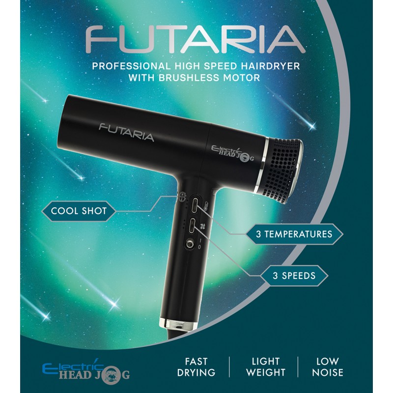 Professional Head Jog Hairdryer Futaria Black